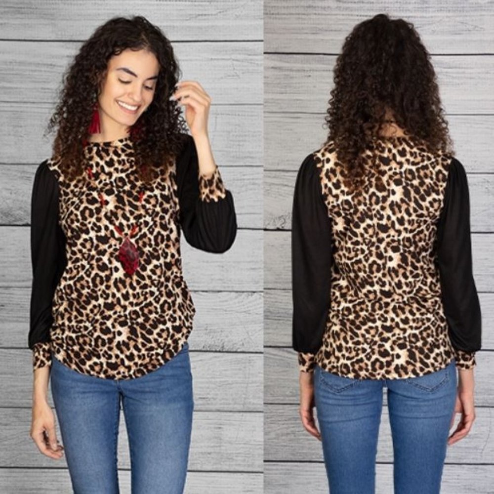 Sunshine & Rodeo Leopard Long Sleeve Top Medium